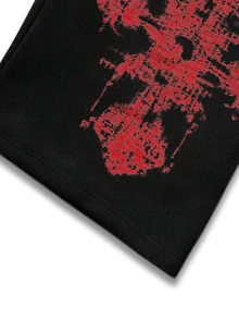 ROMWE MEN Goth Men's Letter & Cross Print Drawstring Waist Casual Sweatpants - Black - View 5