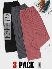 Wovencharm Wovencharm طقم ملابس نوم نسائي صيفي مكون من 3 قطع، بمقاس صغير، مصنوع من قماش محبوك مضلع متعدد الألوان، مزين برباط وهمي، مناسب للارتداء المنزلي المريح. مثالي لفصل الصيف. - متعدد الألوان - مشاهدة 3