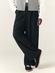 SUMWON Pantalon de tailleur plissé à jambes larges, longueur complète, pantalon habillé, style formel, bureau, décontracté chic, silhouette oversize, printemps été