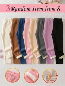 Young Girl Thick Fleece Lined Leggings Multi-Pack, Soft Warm Fall Winter Pants - Multicolor - View 6