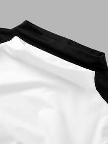 SHEIN SXY 2pcs/Set Asymmetrical Hem Mock Neck Long Sleeve T-Shirt,Autumn Top Everyday Day Time Black White Minimalist Modest - Multicolor - View 5