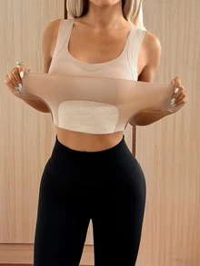 SHEIN EZwear Winter Solid Color Seamless Warm Vest - Apricot - View 3