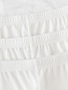 SHEIN 3PCS Tween Girl Solid Color Elastic Waist Casual Base Shorts - White - View 4