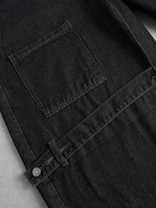 ROMWE MEN Street Life Men's Loose Fit Cargo Pocket Jeans - Black - View 5
