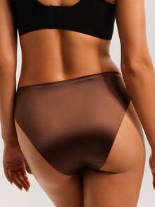Barelissa 1pc Women's Solid Color Luxury Style Panties - Coffee Brown - View 2