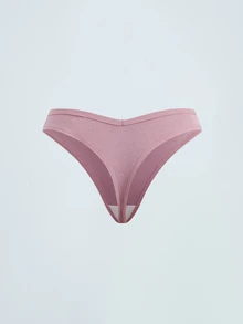 Softvol 7 PCS Women's Cotton Thongs Sexy Briefs Plain Color Ribbed Panties Comfortable And Breathable Underwear - Multicolor - View 9