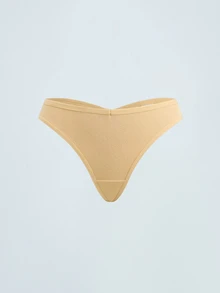 Softvol 7 PCS Women's Cotton Thongs Sexy Briefs Plain Color Ribbed Panties Comfortable And Breathable Underwear - Multicolor - View 12