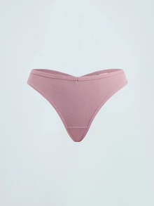 Softvol 7 PCS Women's Cotton Thongs Sexy Briefs Plain Color Ribbed Panties Comfortable And Breathable Underwear - Multicolor - View 8