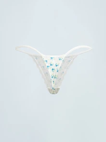 Softvol 3pcs/Set Women's Lace Patchwork Floral Thong Panties - Multicolor - View 5