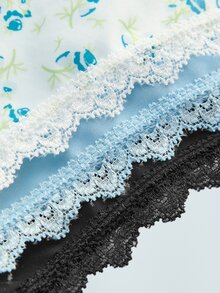 Softvol 3pcs/Set Women's Lace Patchwork Floral Thong Panties - Multicolor - View 11