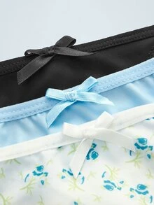 Softvol 3pcs/Set Women's Lace Patchwork Floral Thong Panties - Multicolor - View 10