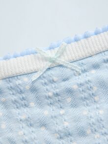 Softvol 5条装可爱印花性感蝴蝶结蕾丝白色女士内裤，透气弹力休闲运动内裤，丁字裤，夏季舒适 - 彩色 - 查看 4