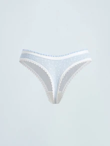 Softvol 5条装可爱印花性感蝴蝶结蕾丝白色女士内裤，透气弹力休闲运动内裤，丁字裤，夏季舒适 - 彩色 - 查看 11