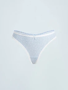 Softvol 5条装可爱印花性感蝴蝶结蕾丝白色女士内裤，透气弹力休闲运动内裤，丁字裤，夏季舒适 - 彩色 - 查看 12