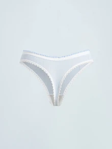 Softvol 5条装可爱印花性感蝴蝶结蕾丝白色女士内裤，透气弹力休闲运动内裤，丁字裤，夏季舒适 - 彩色 - 查看 9