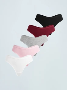 Softvol 5 peças/pacote Calcinhas Tipo Tanga Confortáveis para Mulheres, Roupa Íntima Macia Adequada para Esportes e Uso Diário, Pacote Múltiplo, Tamanhos XP-GG, Todas as Estações - Multicolorido - Visão 2