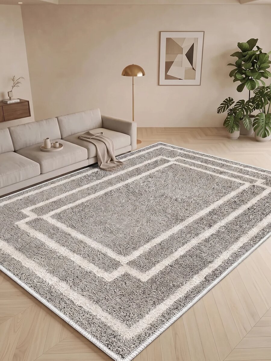 Digitally Printed Non-Slip Washable Runner And Area Rug Living Room Carpet, Modern Design | Modern, Scandinavian, Bohemian And Classic Styles | 100% Polyester - Light Grey - View 1