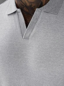 Manfinity CasualCool 男士休閒通勤 Polo 衫與長褲套裝 - 灰色 - 查看 4