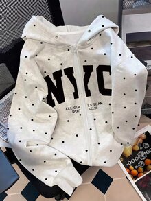 青少年女孩休閒百搭正版寬鬆韓風開襟運動外套 開學季 - 灰色 - 查看 1