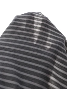 SHEIN 青少年女孩灰色與白色條紋長袖休閒百搭設計T恤，適合春季與秋季，完美適用於日常穿著、通勤、旅行與聚會 - 灰色 - 查看 5