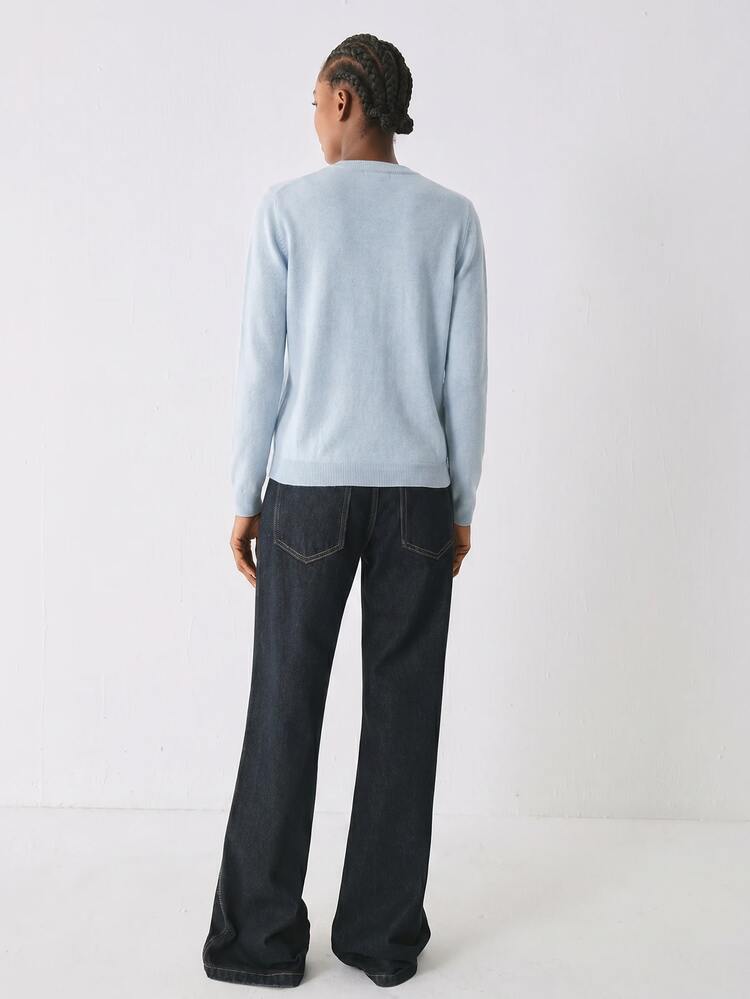 YARNWELL Women's Casual Versatile Solid Color Thin Cardigan - Baby Blue - View 3