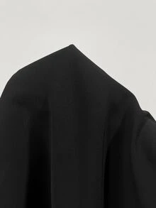 SHEIN Tall CURVE 大尺碼女款高腰百褶寬腿長褲 辦公商務黑色夏季休閒優雅 - 黑色 - 查看 7