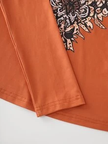 LUMIGAL Kaos Lengan Panjang Wanita Model V-Neck Kasual Serbaguna untuk Sehari-hari - Jeruk - View 5