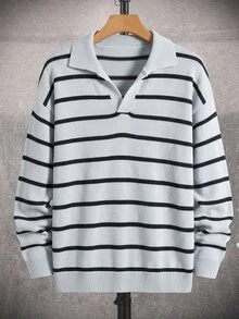 Claim Dot Men's Fashion Versatile Striped Colorblock Long Sleeve Sweater For Daily Wear - Multicolor - View 4