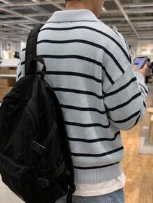 Claim Dot Men's Fashion Versatile Striped Colorblock Long Sleeve Sweater For Daily Wear - Multicolor - View 2