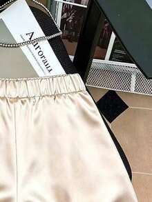 GlowEve CURVE Plus Size Summer Elegant Solid Color Elastic Waist Shorts - Apricot - View 3