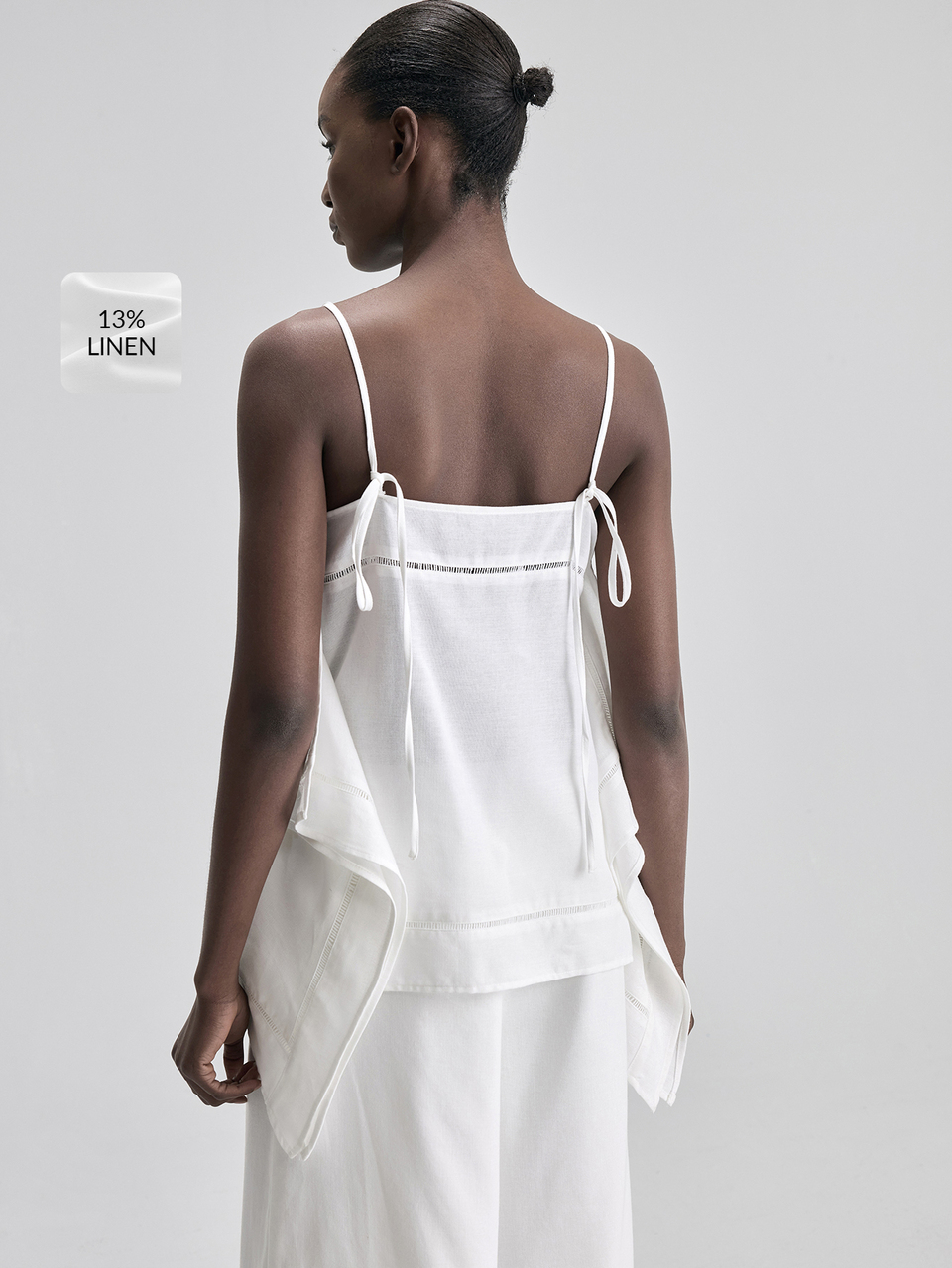 White Summer Women's Top,Elegant Minimalist Vacation Style Sleeveless Square Neck,Woven Fabric With Ruffled Hem Design,Urban Chic Commute Casual Wear