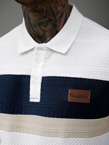 Manfinity Homme Men's Summer Casual Streetwear Colorblock Patchwork Short Sleeve Polo Shirt Golf White - White - View 5
