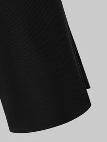 Teen Girls Basic Black Long‑Sleeve Midi Dress, Fall Casual Versatile Layering Dress For School Shopping - Black - View 6