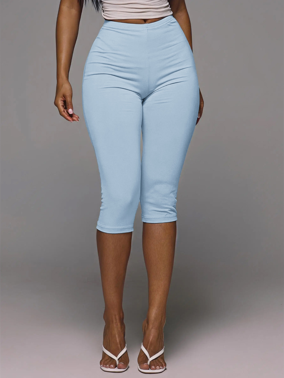 Cotton Blended Fitted Capri Pants Leggings Spring Summer Holiday Everyday Cute Daily Basics Simple
