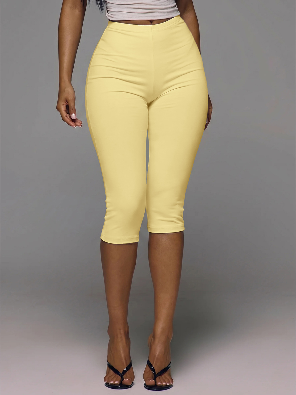 Pantalones Capri Ajustados de Mezcla de Algodón Leggings Primavera Verano Vacaciones Uso Diario Lindo Básicos Diarios Simples