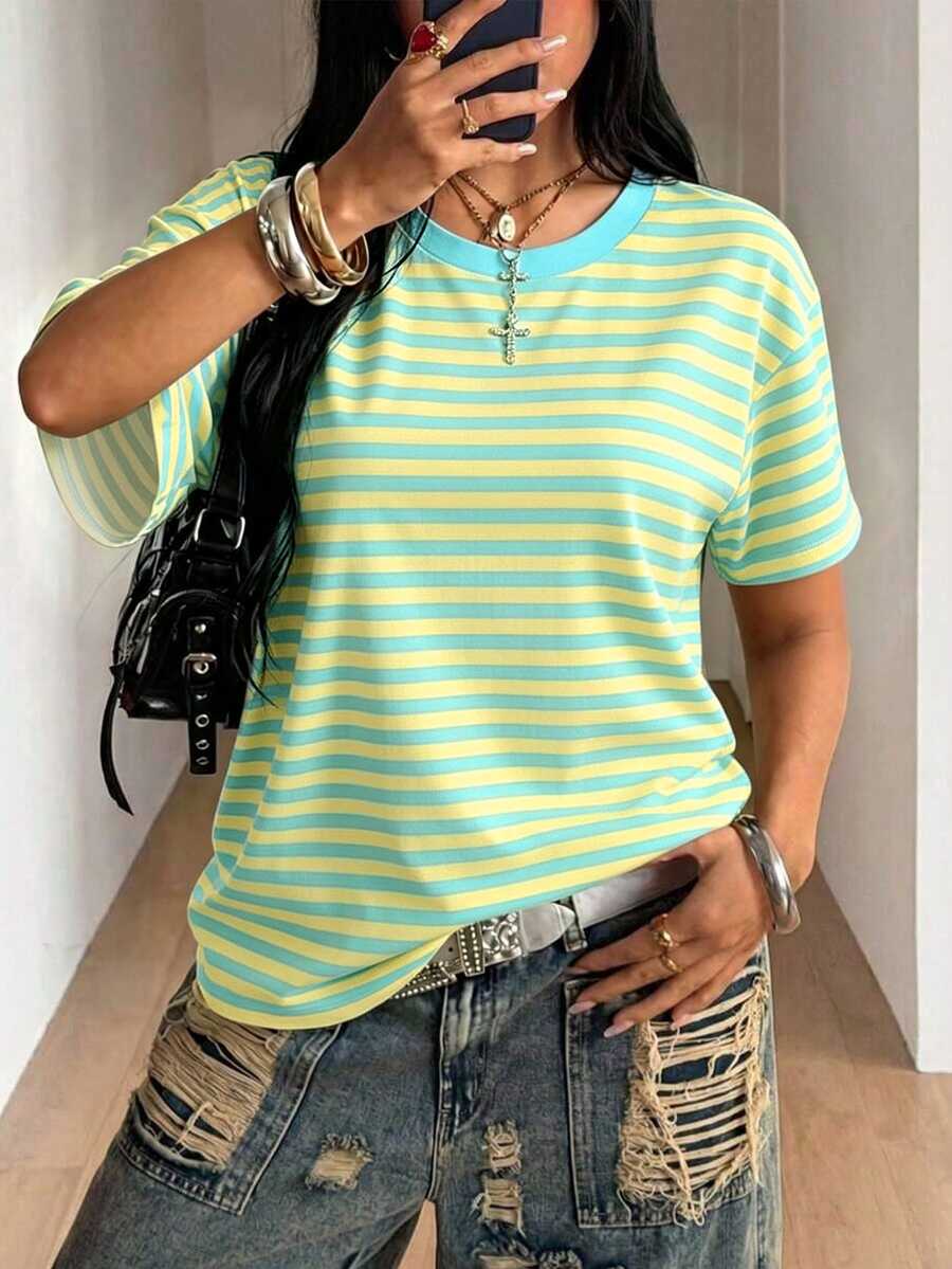 Lalippa 女款街頭風圖案短袖T恤上衣,可愛夏季上衣 - 彩色 - 查看 1