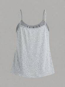 SHEIN EZwear 3件套女士褶皱宽松吊带背心，可调节肩带，适合春夏穿着 - 彩色 - 查看 4