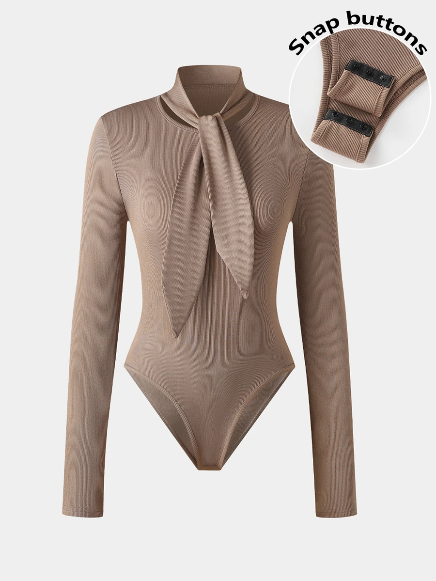 QUELARIE New Women's Ribbon Half-High Neck Inner Shirt, Slim Fit Knit Long Sleeve Base Layer, Sexy Innerwear, Slimming Tight-Fitting Inner Shirt, Versatile For Commuting, Autumn/Winter - Khaki - View 1