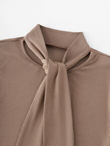 QUELARIE New Women's Ribbon Half-High Neck Inner Shirt, Slim Fit Knit Long Sleeve Base Layer, Sexy Innerwear, Slimming Tight-Fitting Inner Shirt, Versatile For Commuting, Autumn/Winter - Khaki - View 5