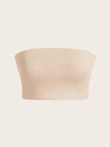 SHEIN BASICS Top Bandeau de unicolor, Verano para Mujeres - Beis - Ver 2