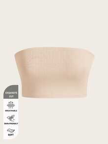 SHEIN BASICS Top Bandeau de unicolor, Verano para Mujeres - Beis - Ver 6