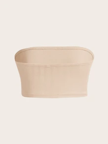 SHEIN BASICS Top Bandeau de unicolor, Verano para Mujeres - Beis - Ver 3