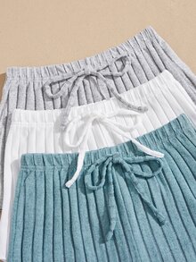 Snug Zone 6pcs Women Solid Color Rib Knit Camisole And Shorts Pajama Set - Multicolor - View 4