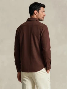 Lornavo Men's Solid Color Casual Versatile Daily Wear Long Sleeve Jacket Vacation Hiking Dark Brown Autumn - Coffee Brown - View 2