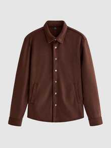 Lornavo Men's Solid Color Casual Versatile Daily Wear Long Sleeve Jacket Vacation Hiking Dark Brown Autumn - Coffee Brown - View 3