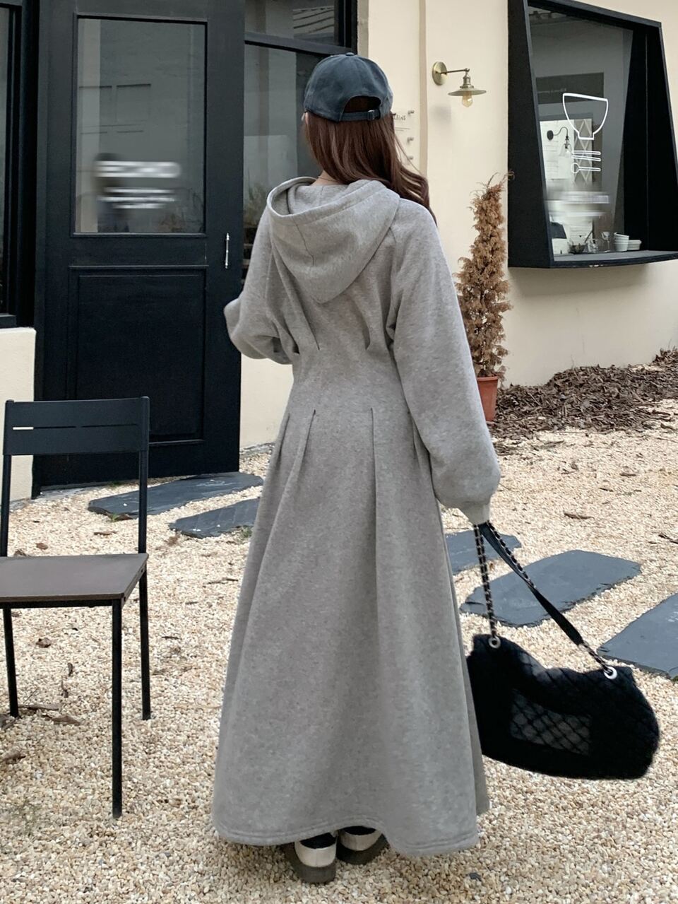 Women's Hooded Cinched Waist Long Street Casual Dress
