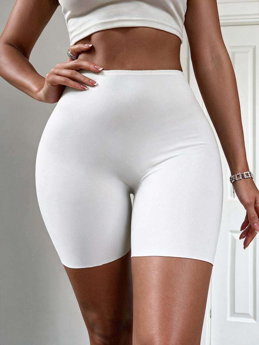 Rovax Solid High Waist Shapewear Shorts, Panty - White - View 1