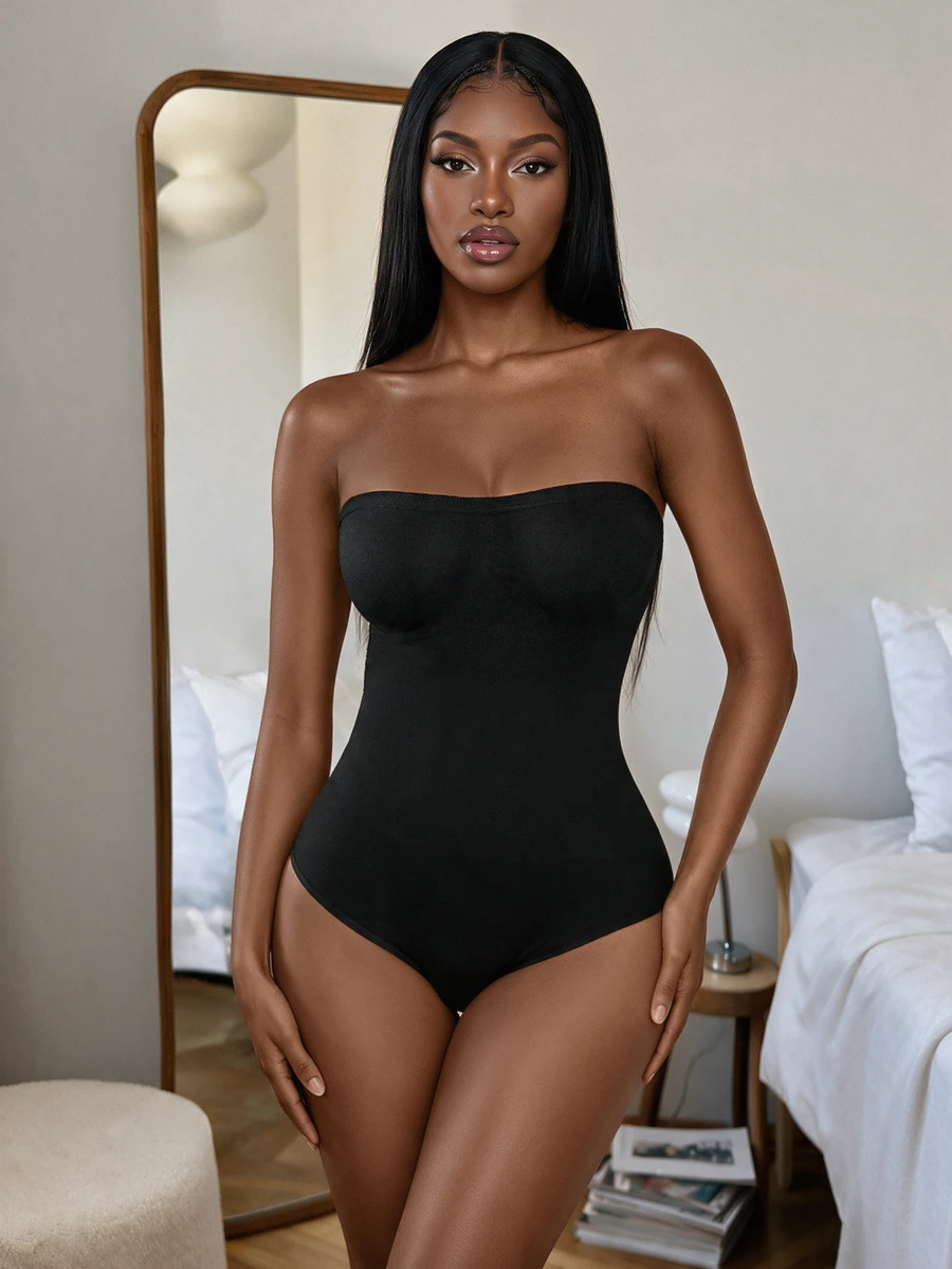 Rovax Seamless Shapewear Bandeau Bodysuit - Black - View 1