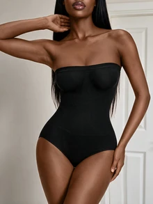 Rovax Seamless Shapewear Bandeau Bodysuit - Black - View 5