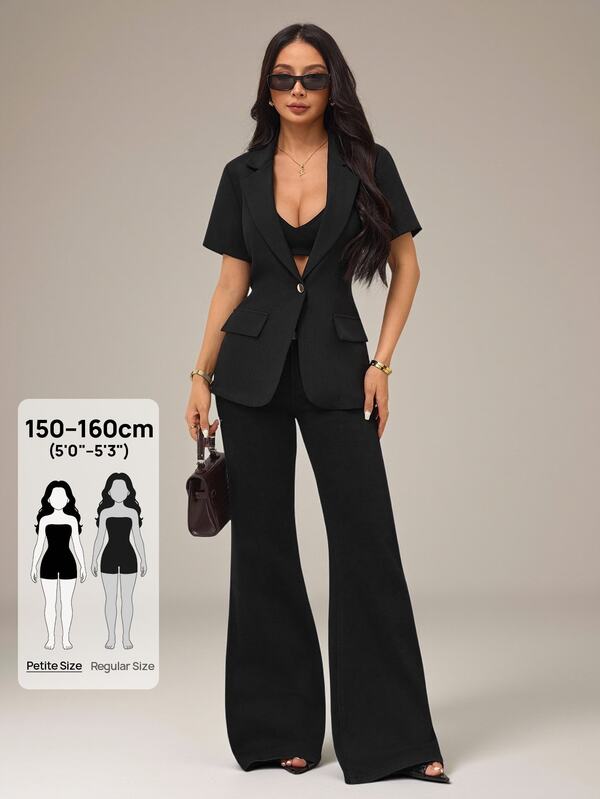 SHEIN PETITE سترة نسائية، مناسبة للربيع والصيف، يمكن ارتداؤها كملابس عمل أو ملابس كاجوال في الخريف والشتاء